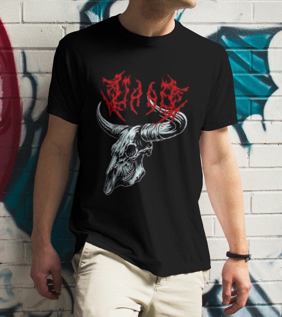 Merchdrop Upon A Burning Body Metal Texas Skull Red T-Shirt
