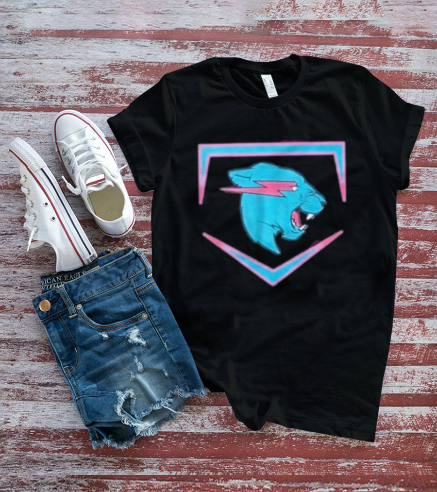 MrBeast Beast Edition Blue Panther Lightning Bolt T-Shirt