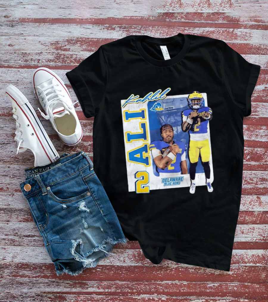 Kahlil Ali Delaware Blue Hens Football No 2 Collage T-Shirt