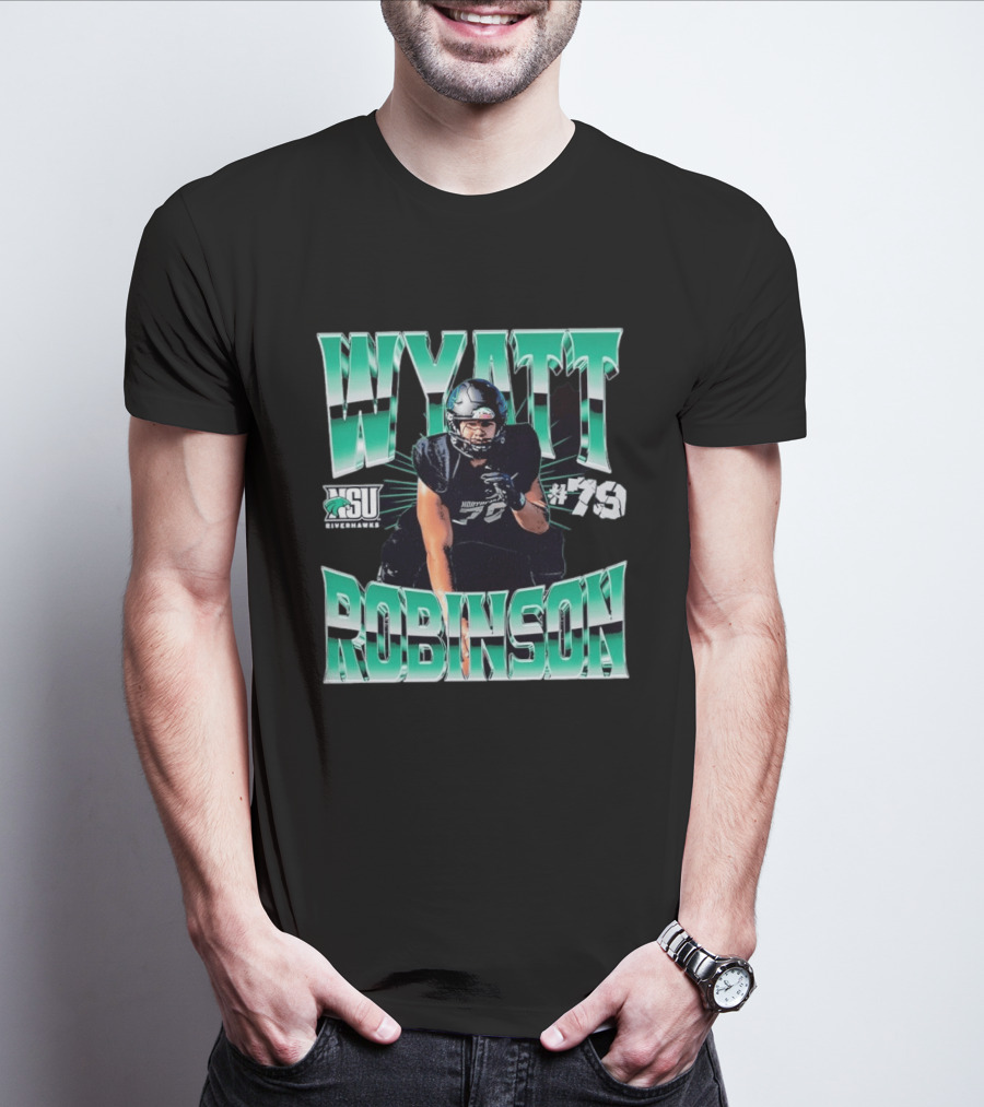Northeastern State University RiverHawks Football Wyatt Robinson #79 T-Shirt