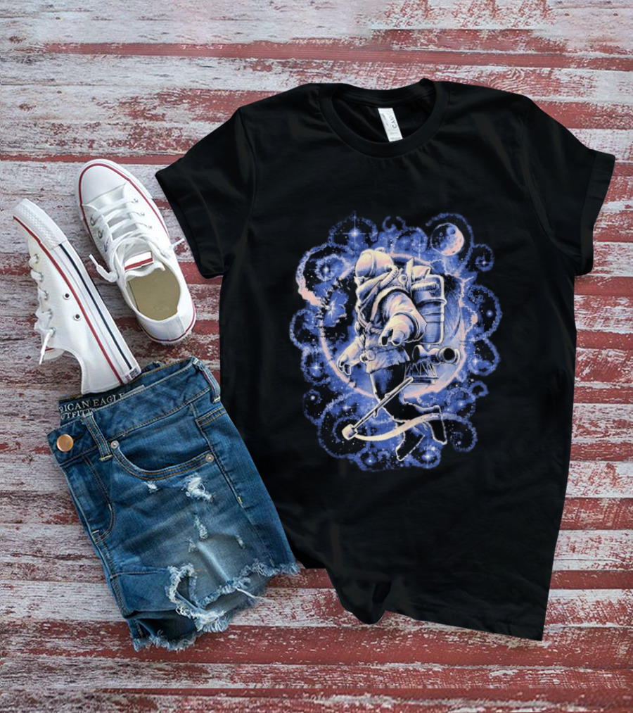 Outer Wilds Astronaut Exploring Celestial Wonders In Cosmic Adventure T-Shirt