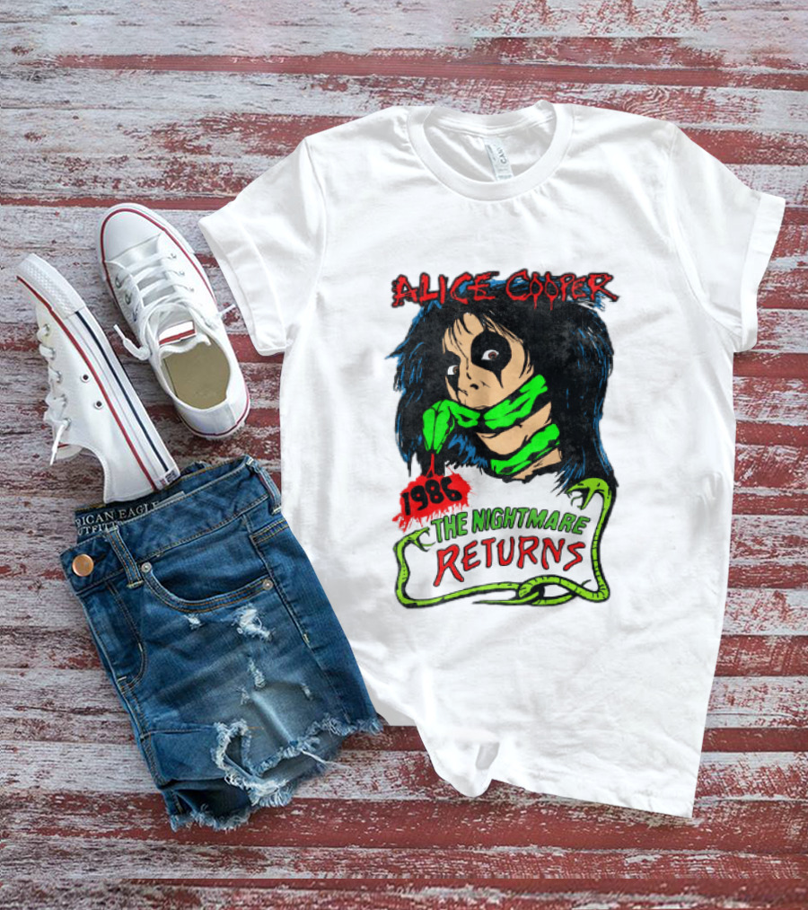 Alice Cooper The Nightmare Returns 1986 Constrictor Raglan T-Shirt