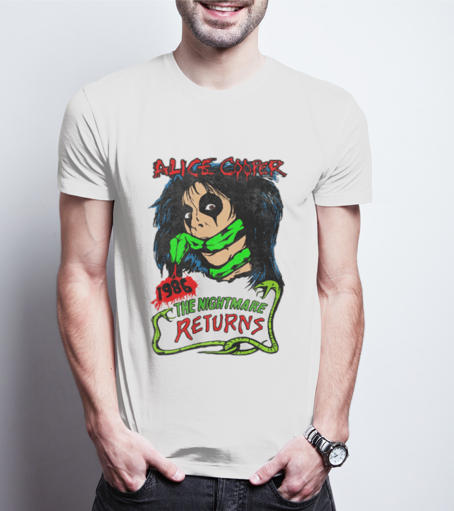 Alice Cooper The Nightmare Returns 1986 Constrictor Raglan T-Shirt