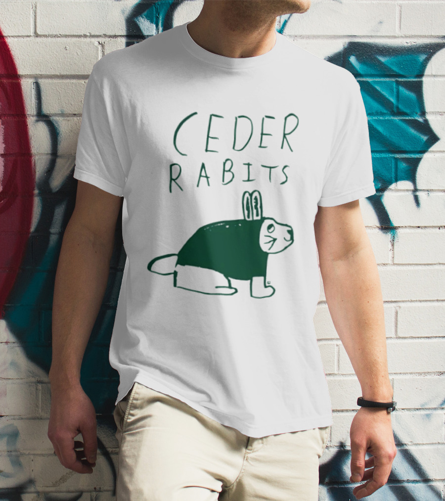 Cedar Rapids Ceder Rabits Playful Drawing T-Shirt