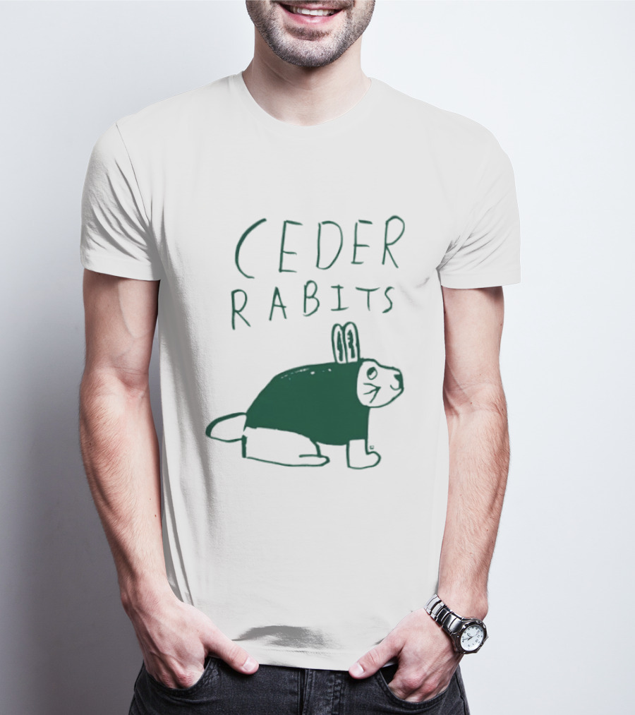 Cedar Rapids Ceder Rabits Playful Drawing T-Shirt