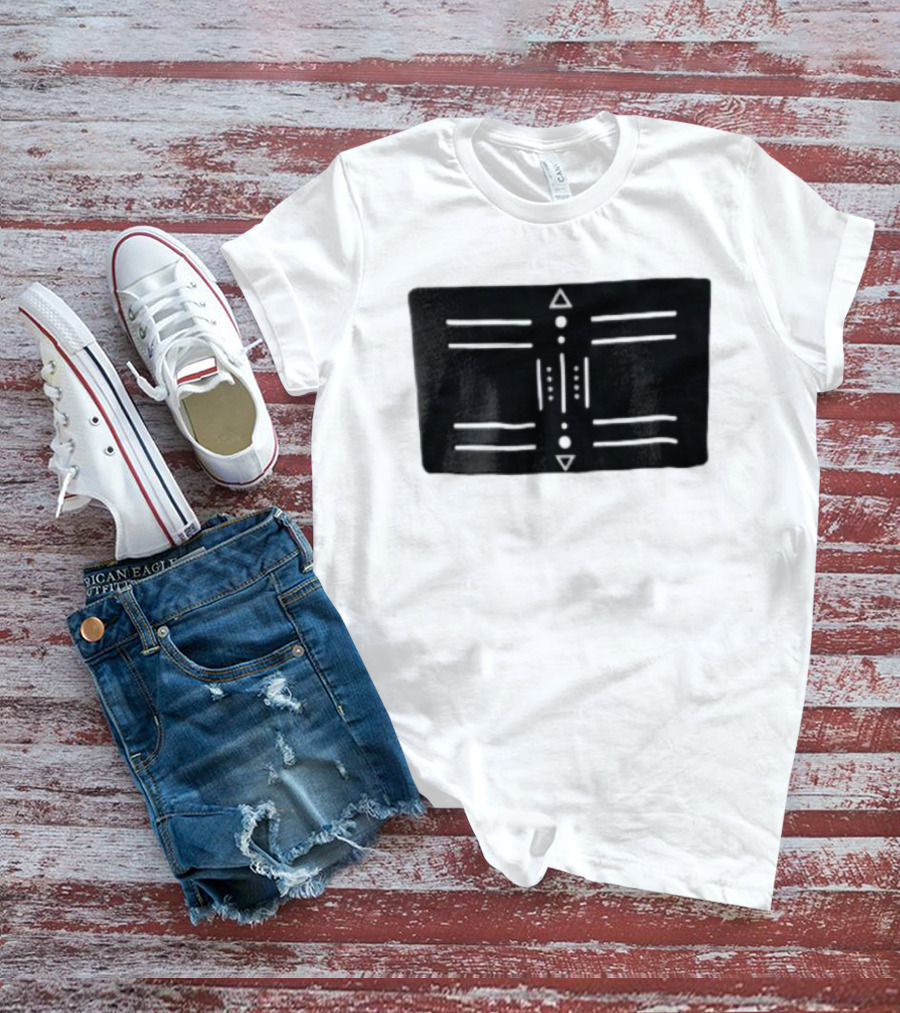 Black Geometric Tribal Design With Triangles And Dots T-Shirt