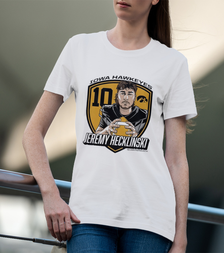 Iowa Hawkeyes 10 Jeremy Hecklinski Football Gold T-Shirt