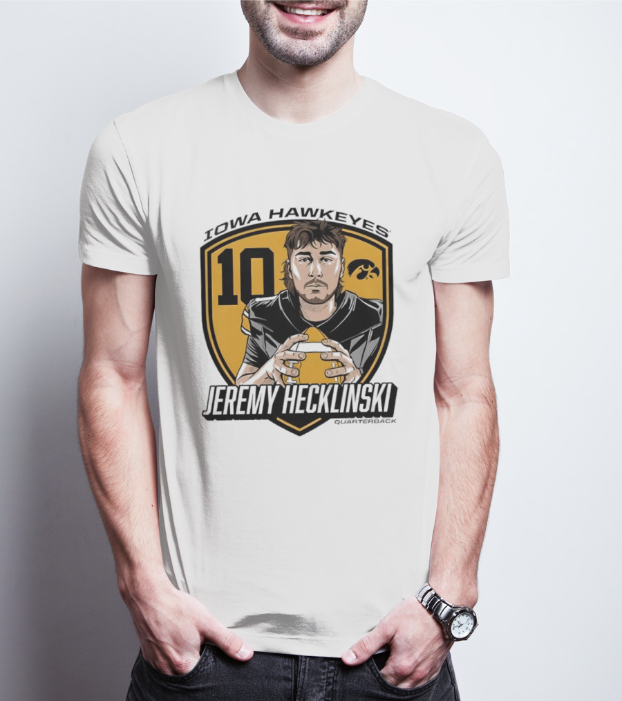 Iowa Hawkeyes 10 Jeremy Hecklinski Football Gold T-Shirt