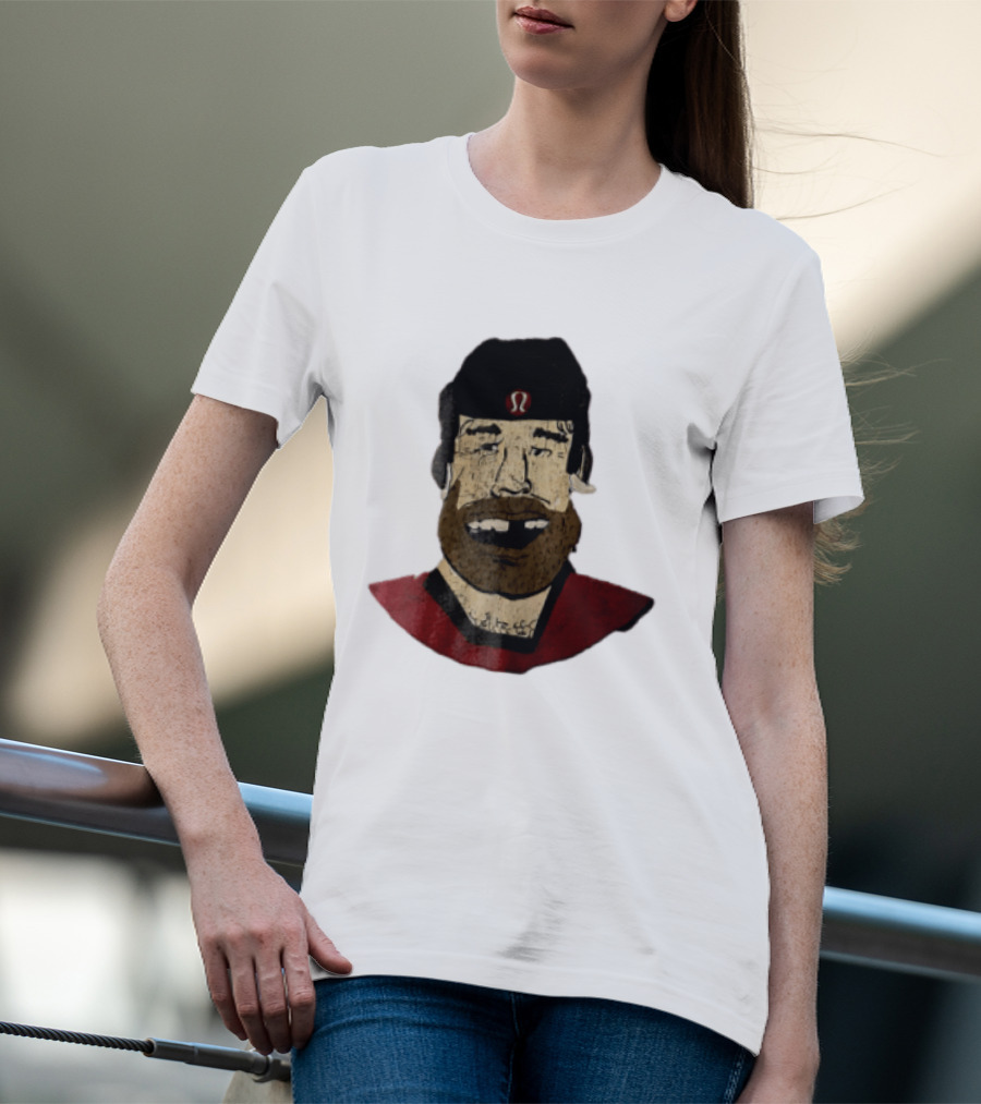 Lululemon Brent Burns Cartoon Hockey Player Missing Teeth T-Shirt