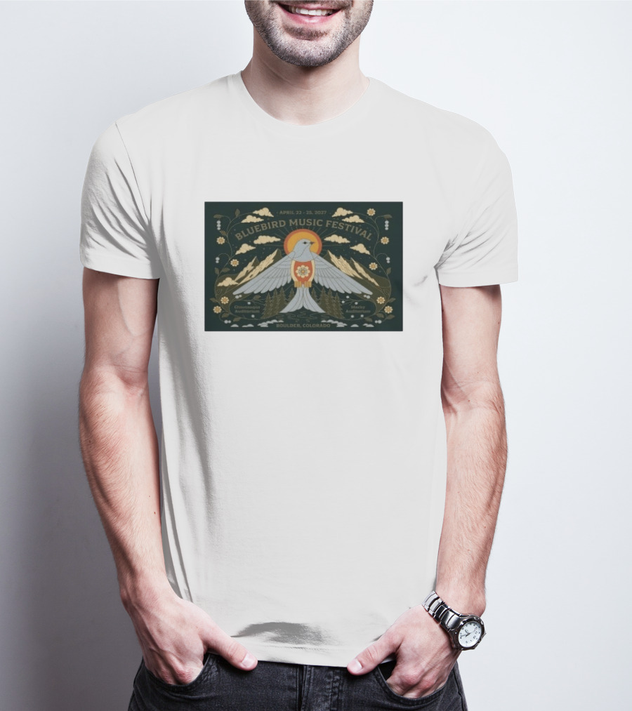 Bluebird Music Festival Boulder Colorado April 22 25 2027 Chautauqua Auditorium Macky Auditorium T-Shirt