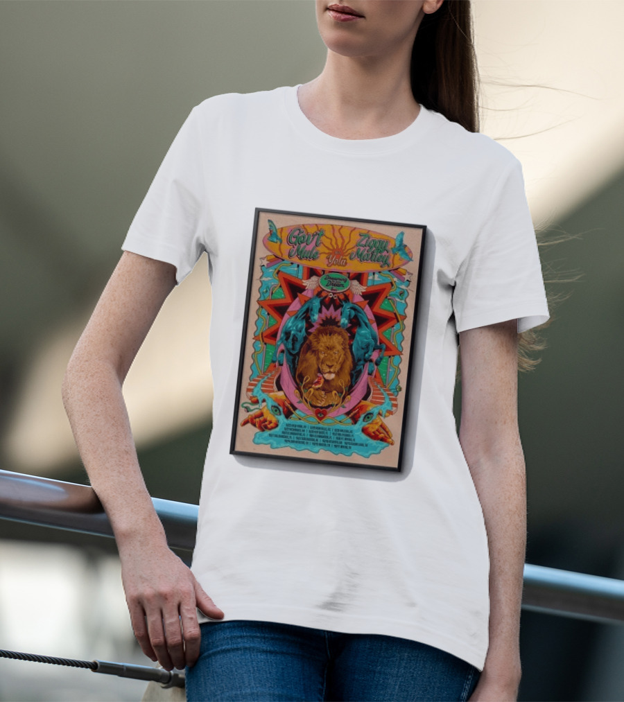 Gov't Mule Ziggy Marley Yola Dreaming The Same Dream Tour 2026 Lion Art And Dates T-Shirt