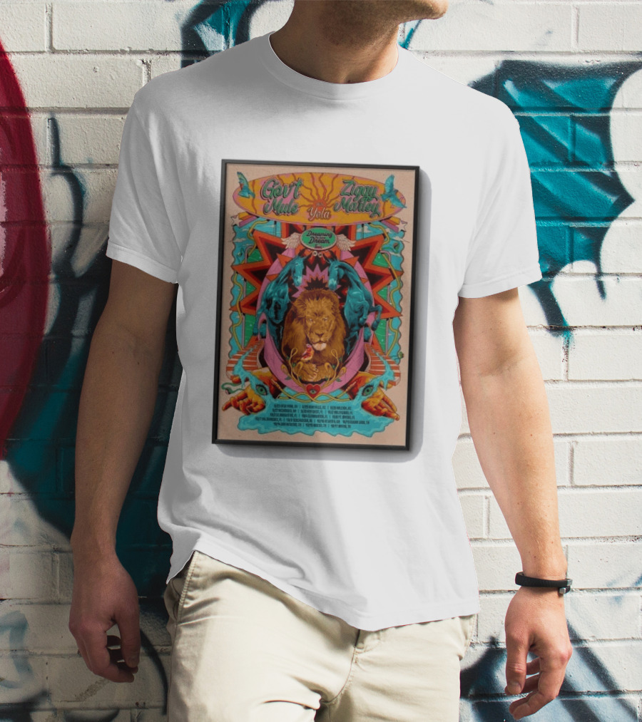 Gov't Mule Ziggy Marley Yola Dreaming The Same Dream Tour 2026 Lion Art And Dates T-Shirt