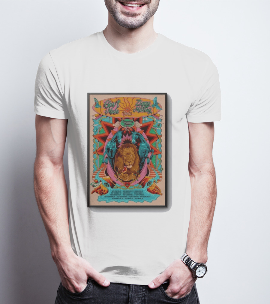 Gov't Mule Ziggy Marley Yola Dreaming The Same Dream Tour 2026 Lion Art And Dates T-Shirt