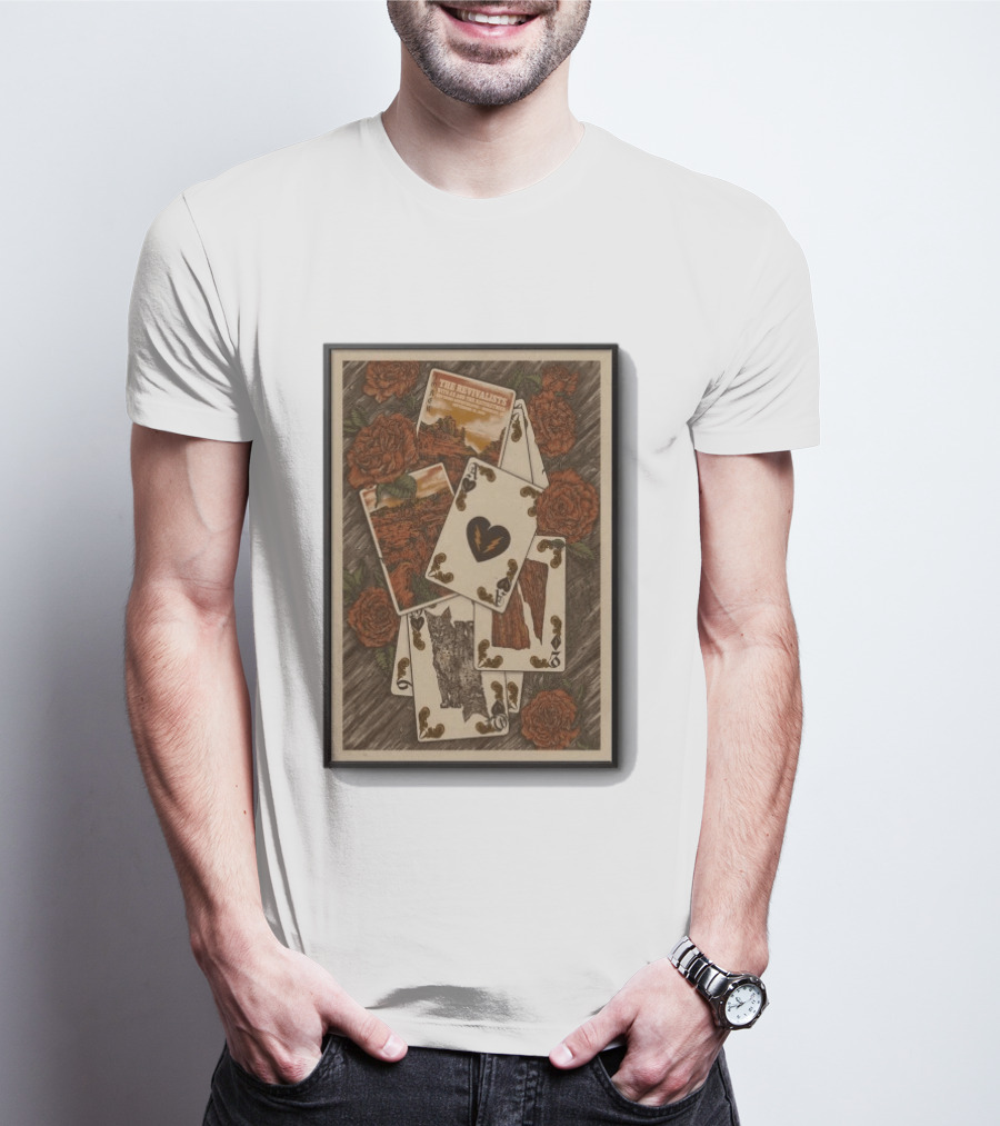 The Revivalists Red Rocks Amphitheatre Playing Cards Floral Art 9 25 2026 T-Shirt