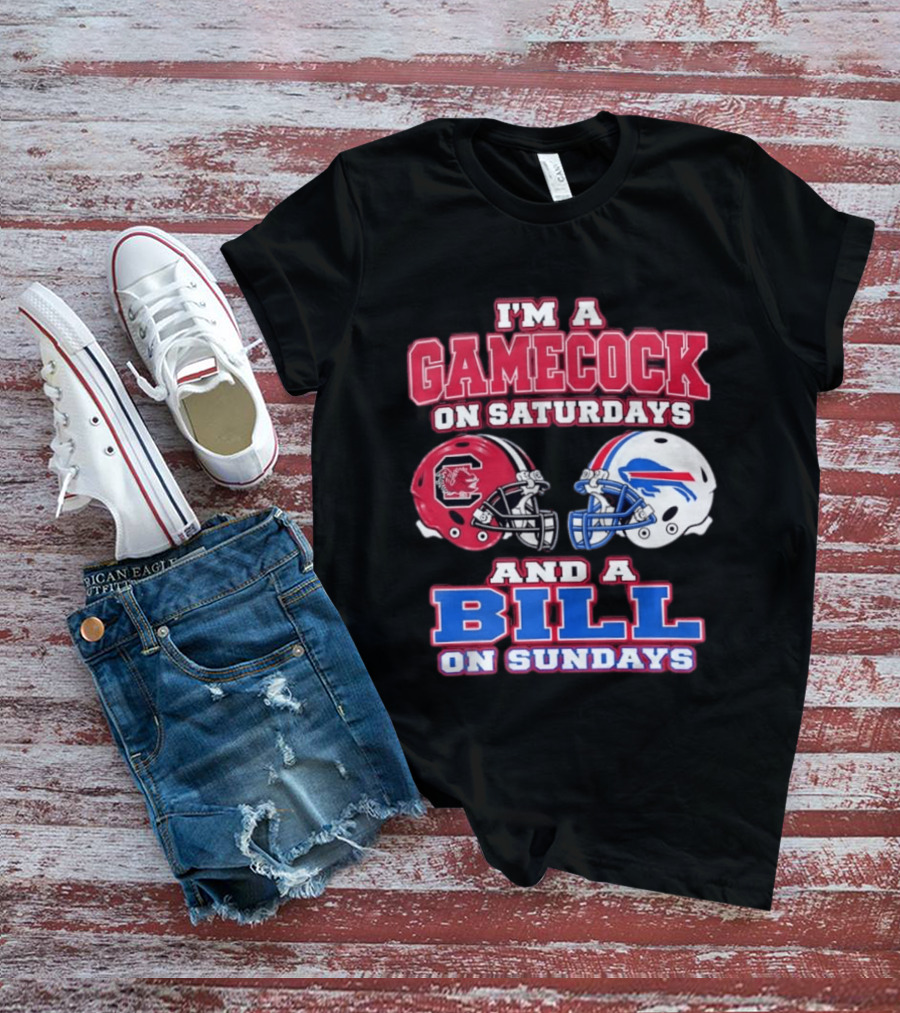 I'm A Gamecock On Saturdays And A Bill On Sundays Football Helmets T-Shirt