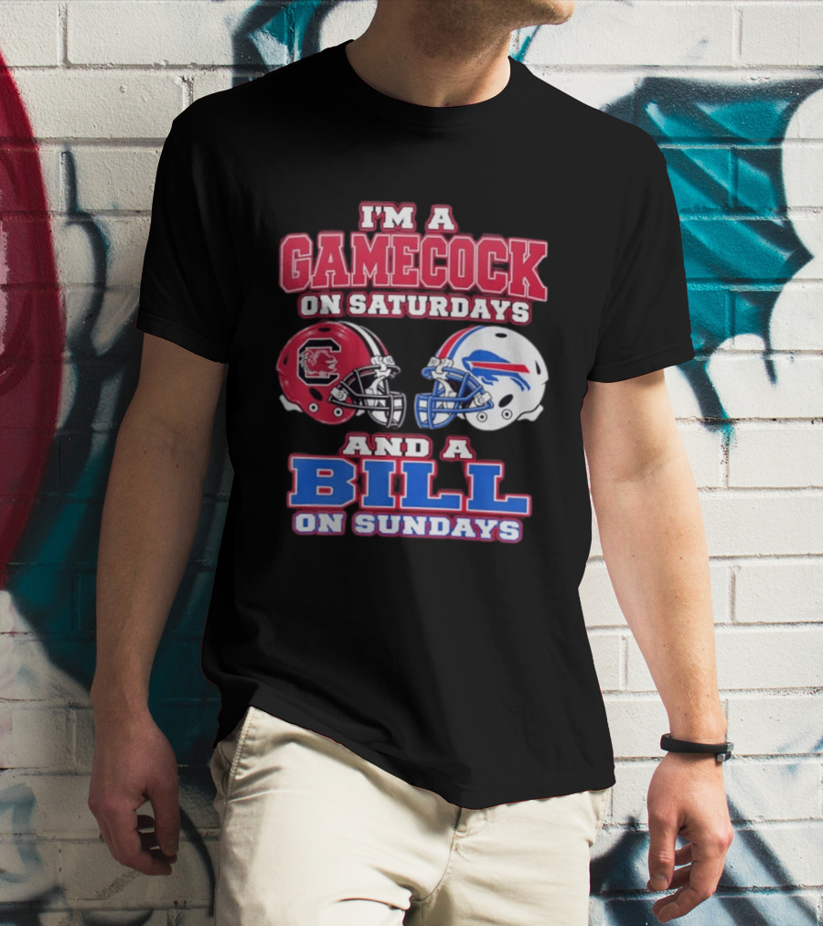 I'm A Gamecock On Saturdays And A Bill On Sundays Football Helmets T-Shirt