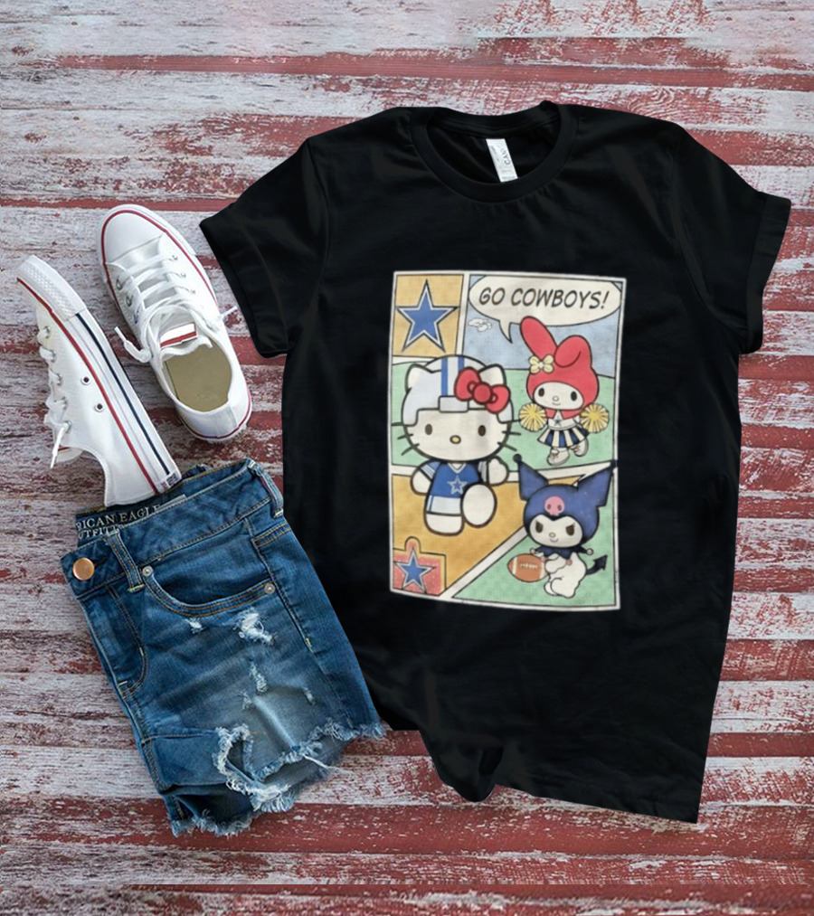 Dallas Cowboys Hello Kitty My Melody Kuromi Go Cowboys Comic T-Shirt