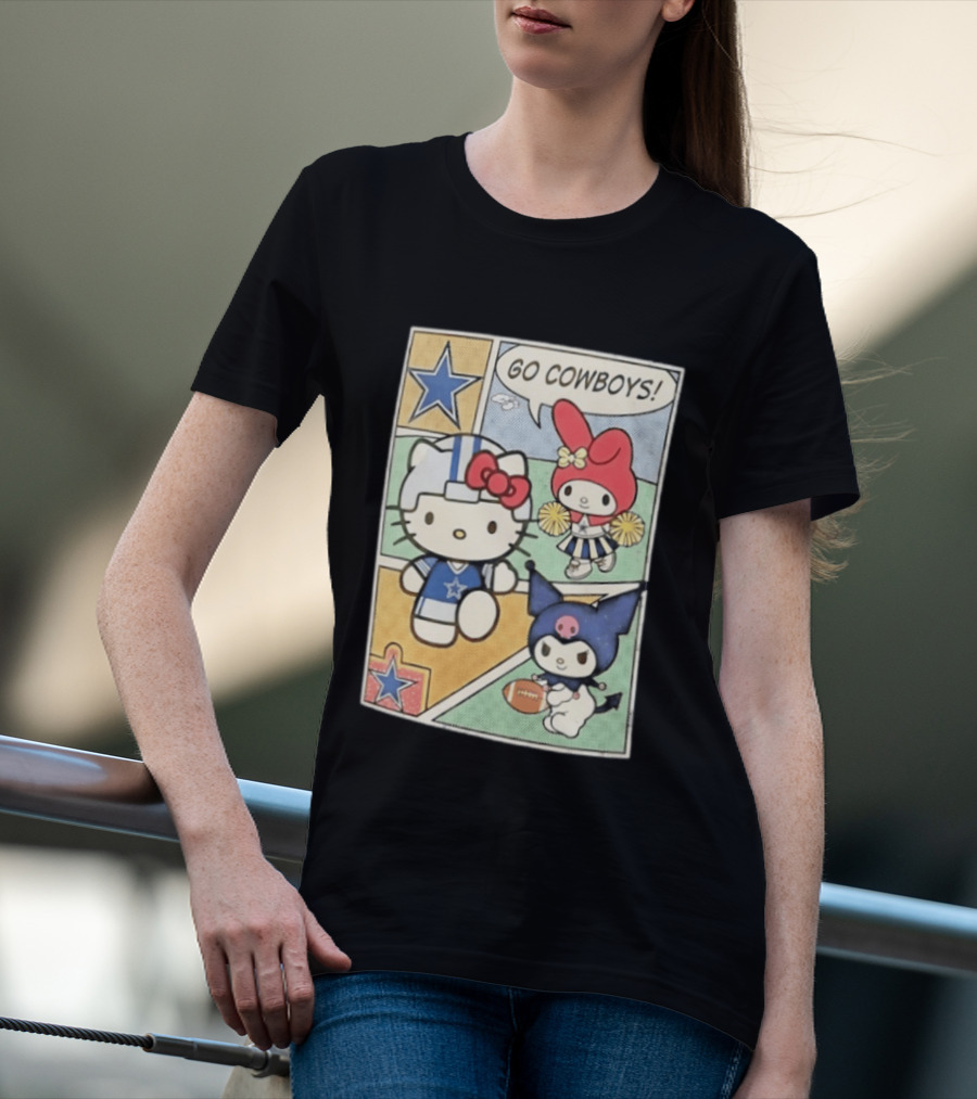Dallas Cowboys Hello Kitty My Melody Kuromi Go Cowboys Comic T-Shirt
