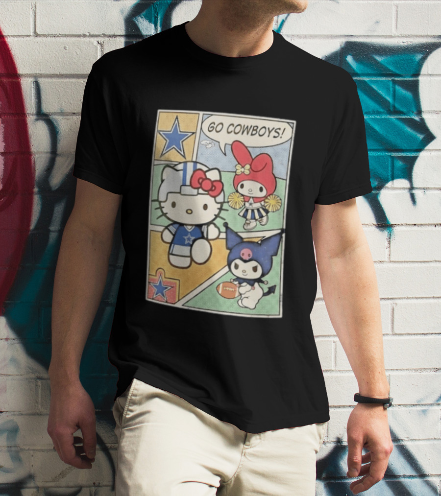 Dallas Cowboys Hello Kitty My Melody Kuromi Go Cowboys Comic T-Shirt