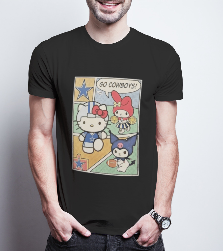 Dallas Cowboys Hello Kitty My Melody Kuromi Go Cowboys Comic T-Shirt