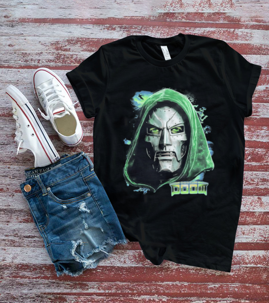Doctor Doom Marvel Green Hooded Mask Iconic Villain T-Shirt
