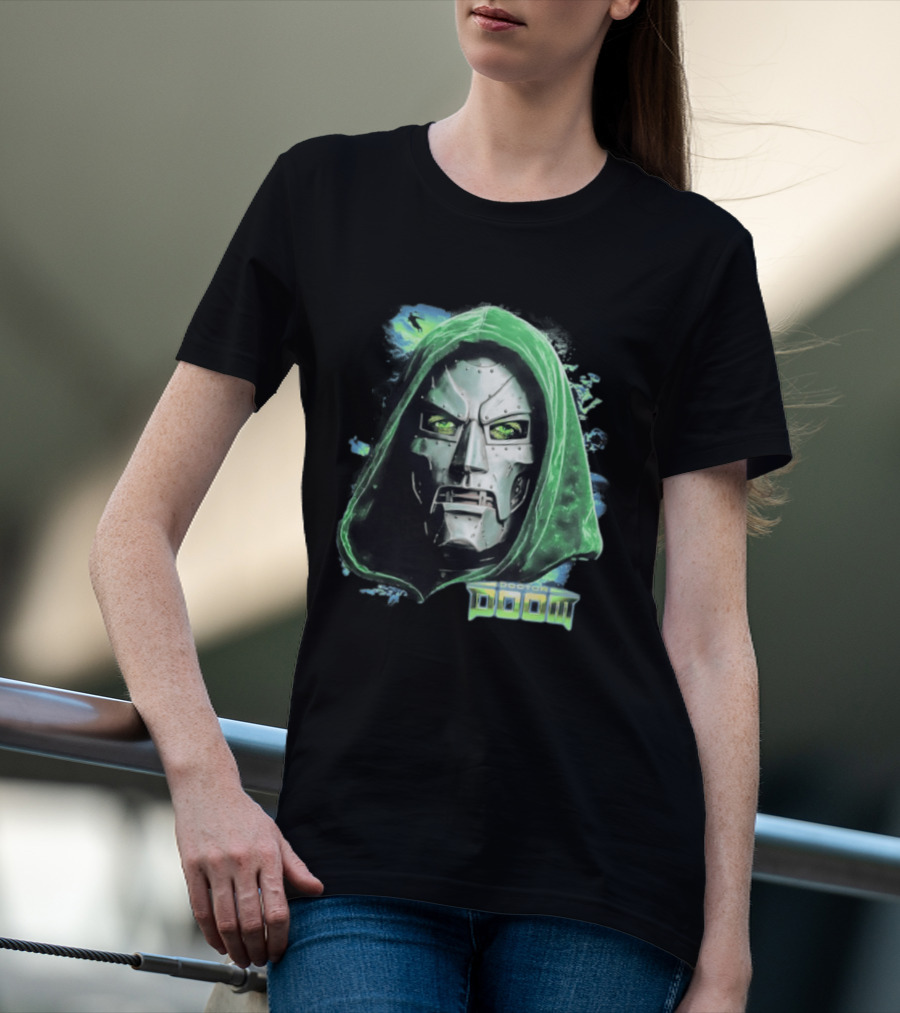 Doctor Doom Marvel Green Hooded Mask Iconic Villain T-Shirt