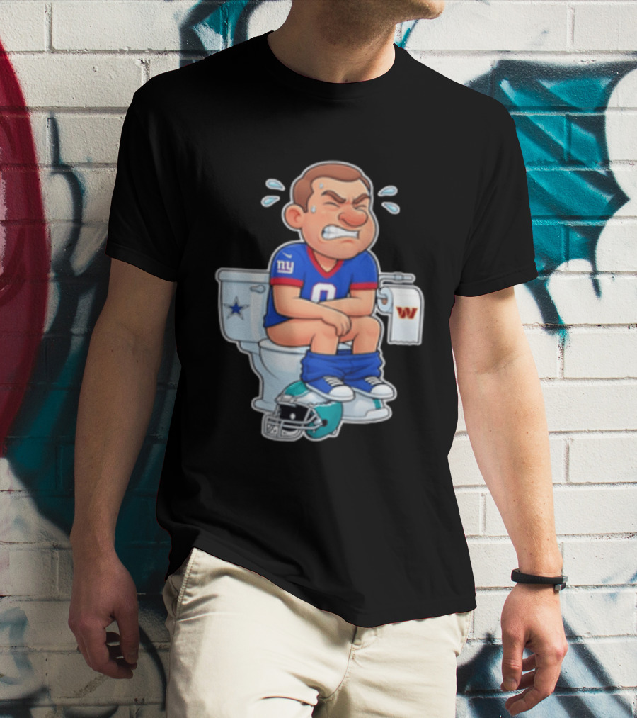 New York Giants Player Cartoon On Toilet With Football Rivalry T-Shirt