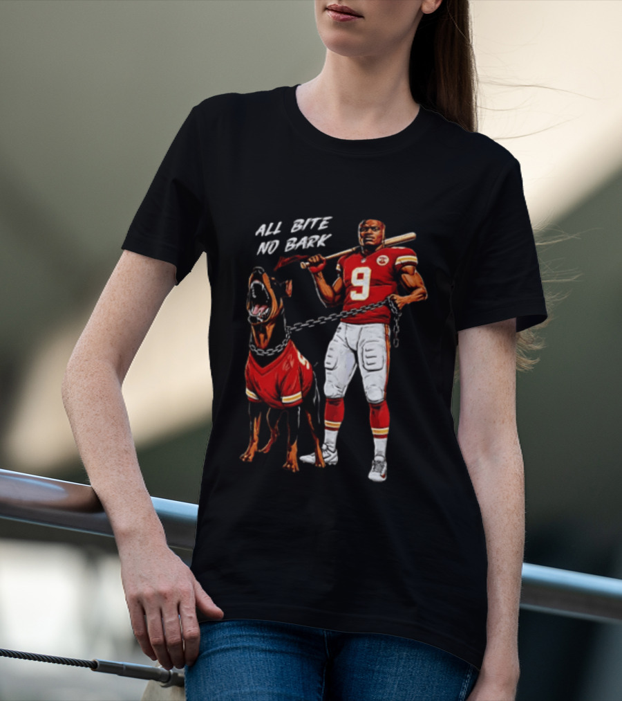 Kenneth Walker III All Bite No Bark Number 9 Football Player And Dog T-Shirt