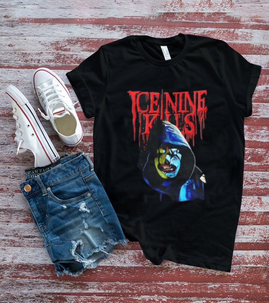 Ice Nine Kills Hooded Figure Clown Mask Dripping Red Letters T-Shirt