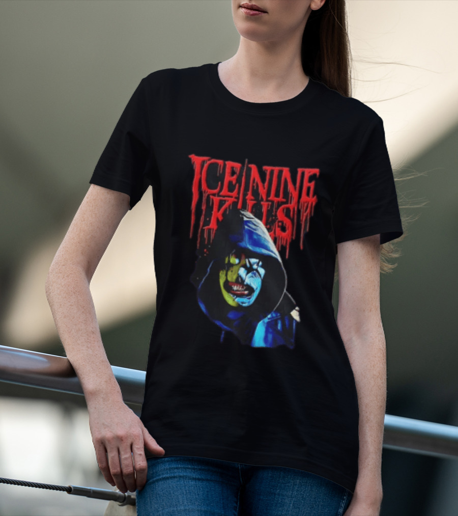Ice Nine Kills Hooded Figure Clown Mask Dripping Red Letters T-Shirt