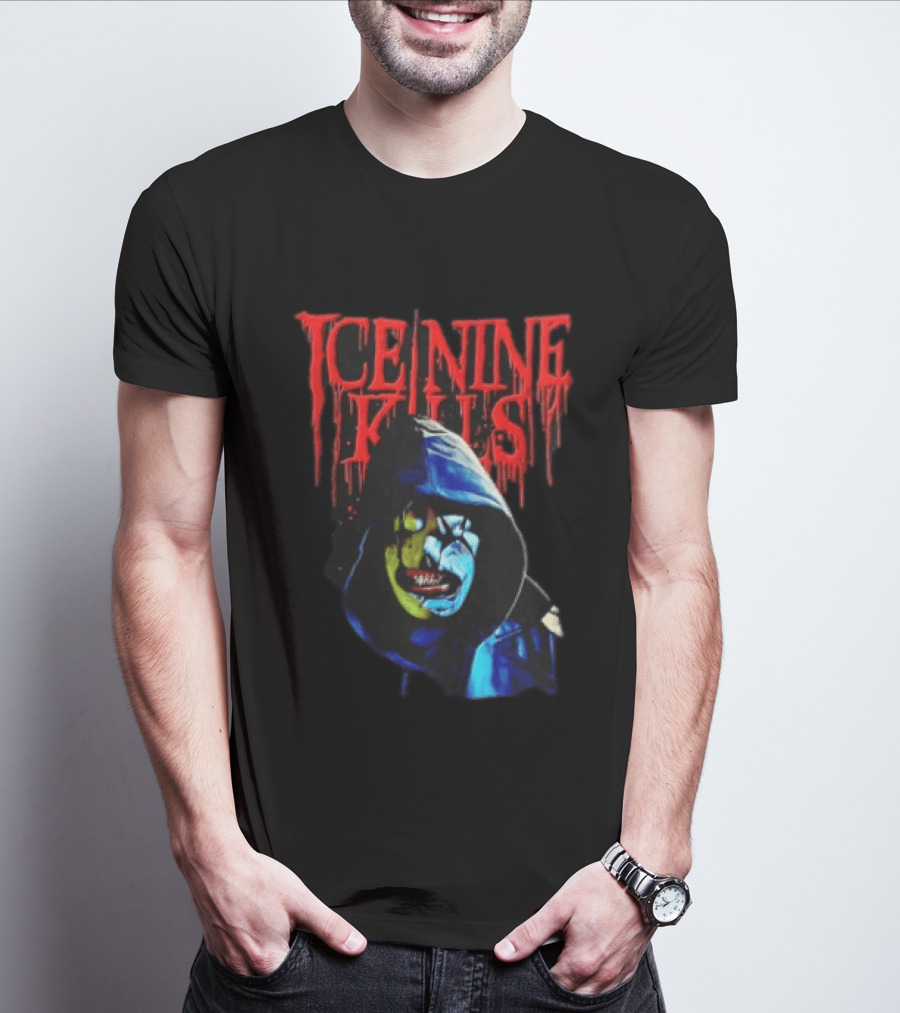 Ice Nine Kills Hooded Figure Clown Mask Dripping Red Letters T-Shirt