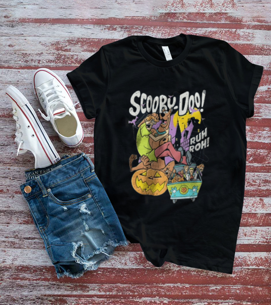 Scooby Doo Ruh Roh Shaggy Haunted House Pumpkin Mystery Machine T-Shirt