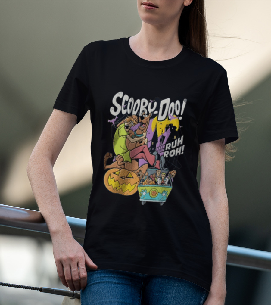 Scooby Doo Ruh Roh Shaggy Haunted House Pumpkin Mystery Machine T-Shirt