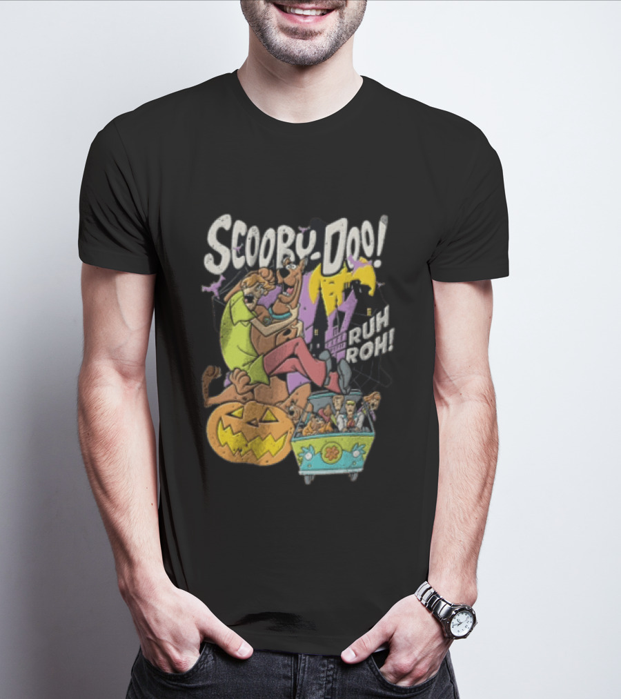 Scooby Doo Ruh Roh Shaggy Haunted House Pumpkin Mystery Machine T-Shirt