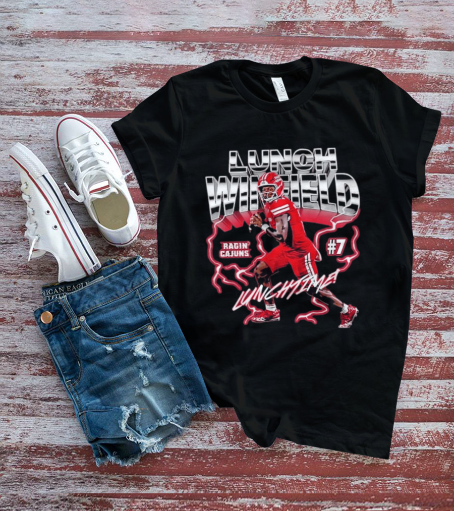 Lunch Winfield Ragin' Cajuns #7 LUNCHTIME NCAA Football Collage T-Shirt