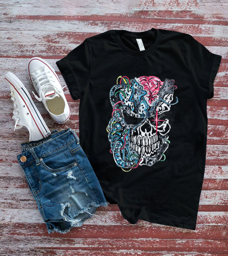 Warrenlotas Cybernetic Skull Art Piece T-Shirt
