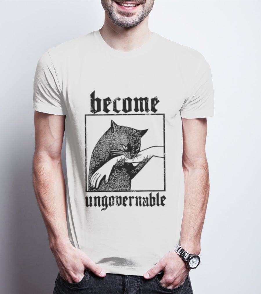 Become Ungovernable Cat Vintage Blackletter T-Shirt