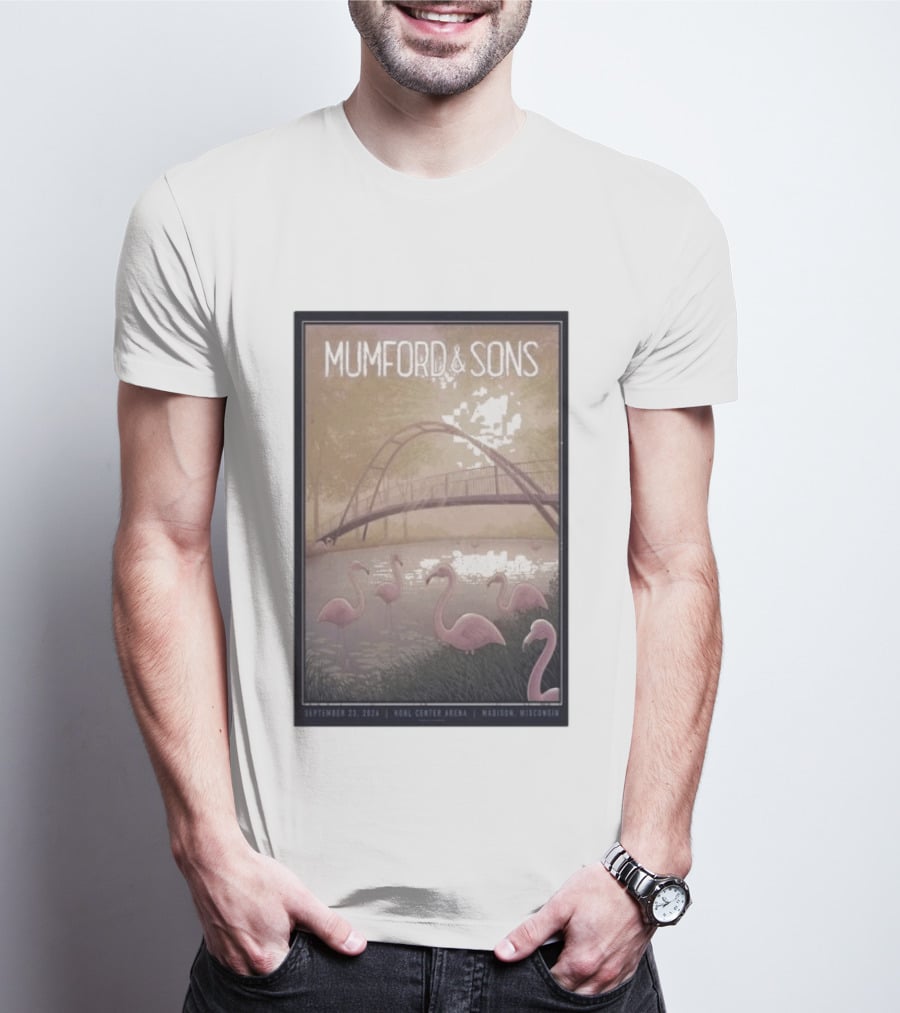 Mumford And Sons Concert Featuring Flamingos At Kohl Center Arena Madison WI September 23 2026 T-Shirt