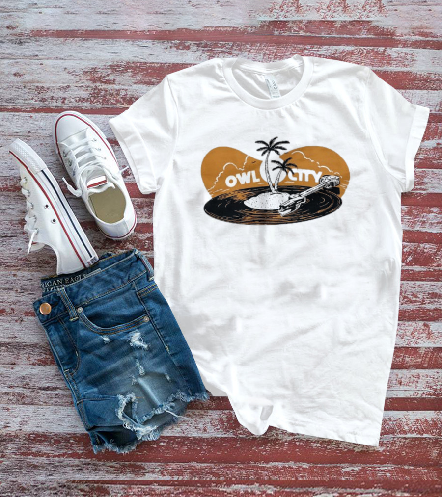 Owl City Vinyl Beach Paradise With Palm Trees T-Shirt
