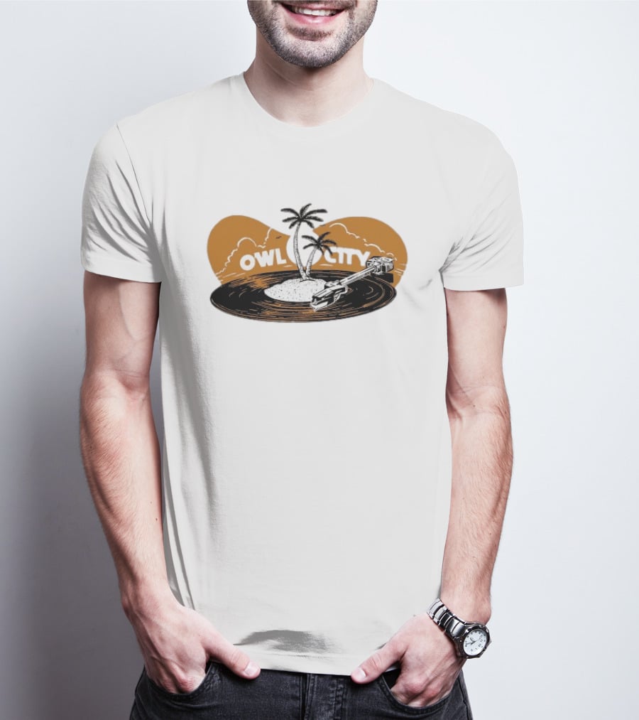 Owl City Vinyl Beach Paradise With Palm Trees T-Shirt
