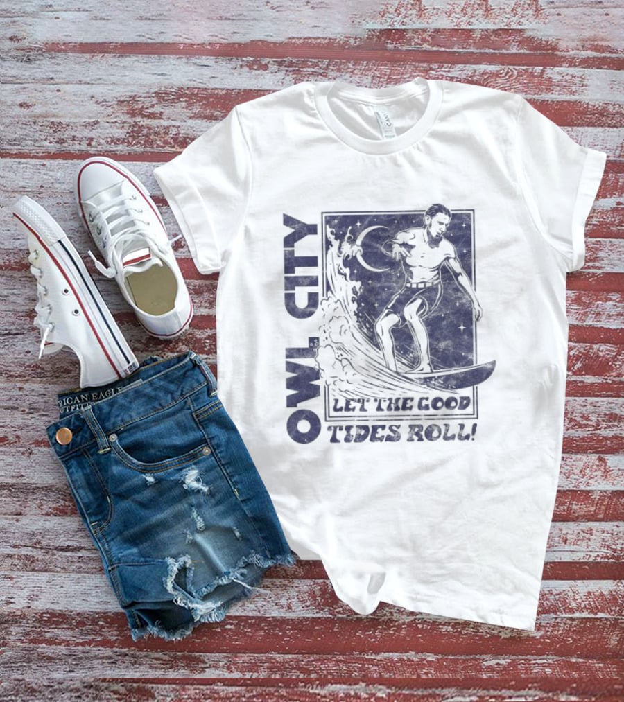 Owl City Let The Good Tides Roll Surfer Wave Adventure T-Shirt