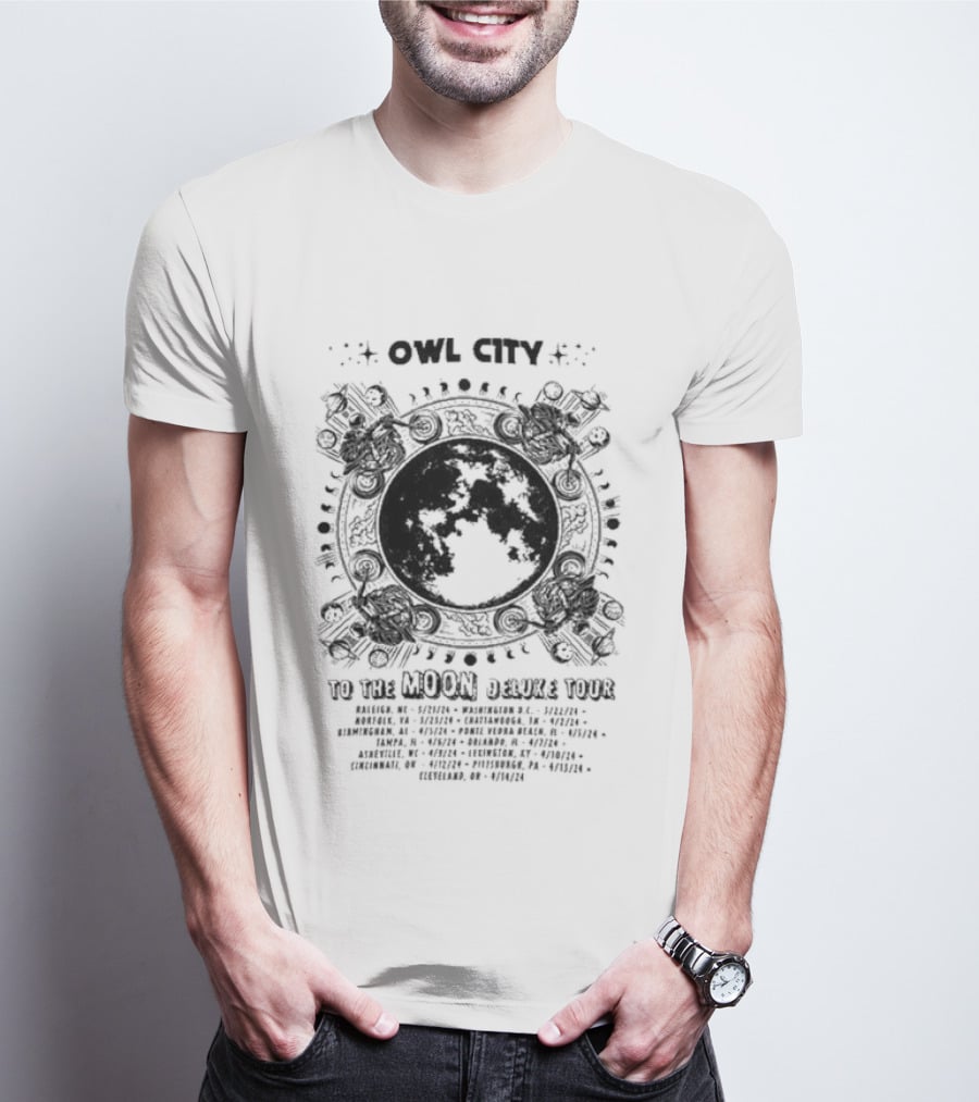 Owl City To The Moon Deluxe 2024 Concert Tour Dates And Locations T-Shirt