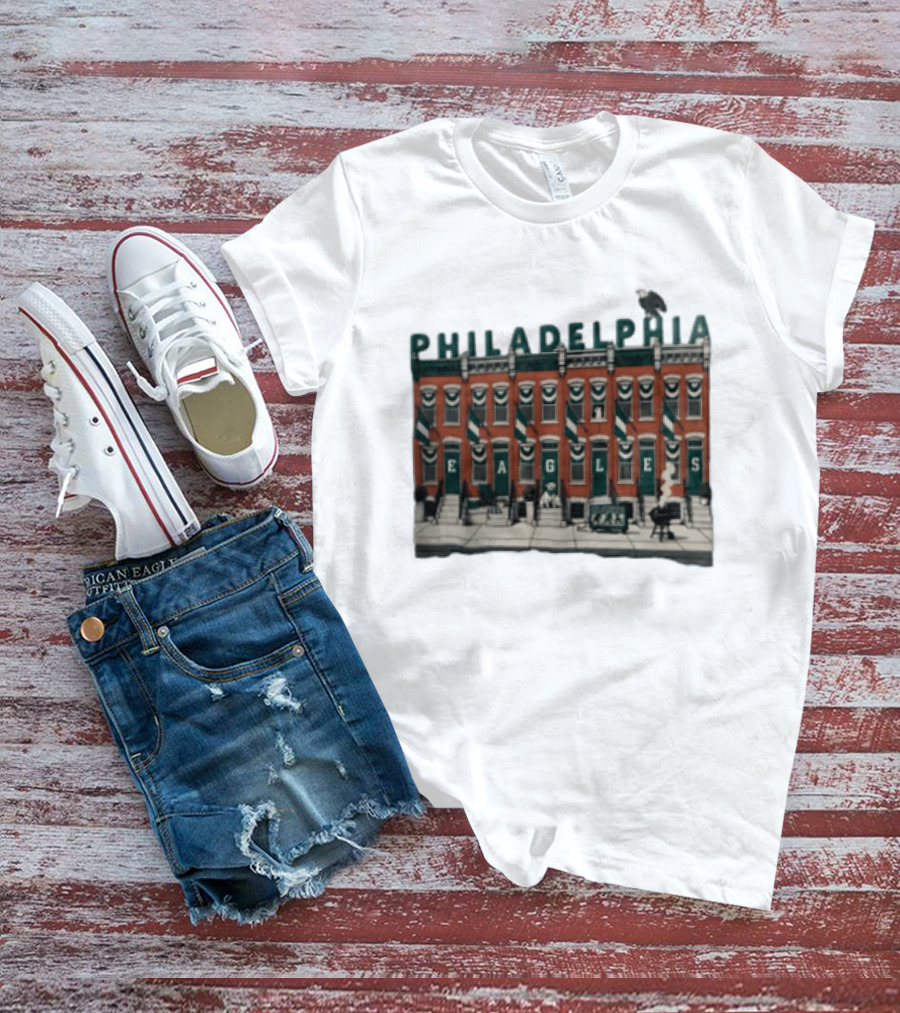 Philadelphia Eagles Birds On The Block Rowhouses T-Shirt