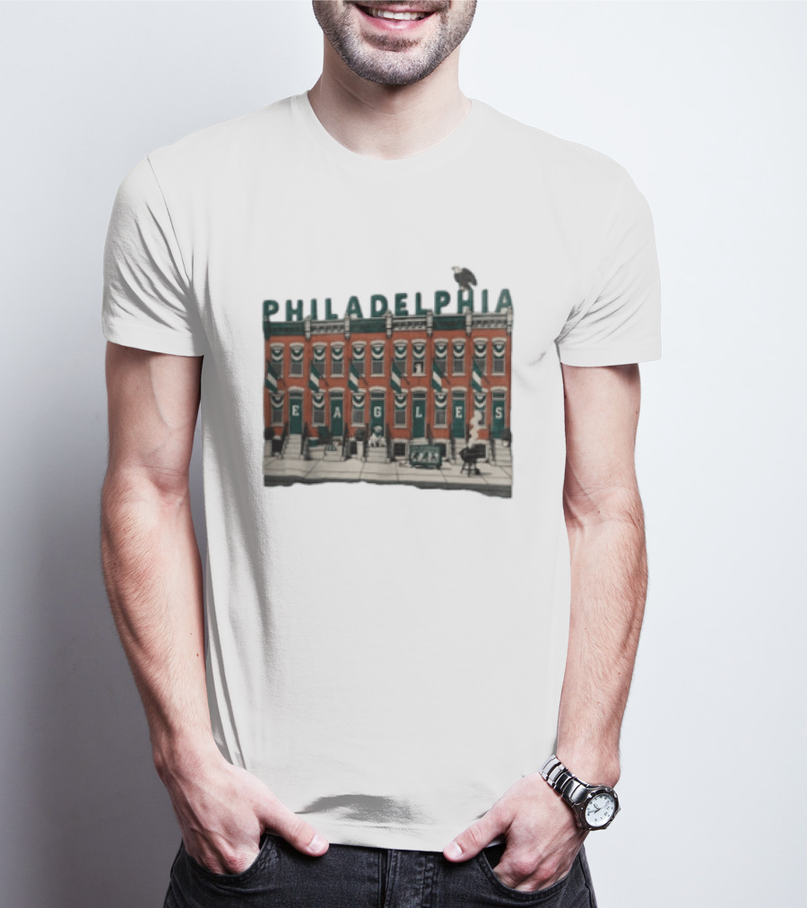 Philadelphia Eagles Birds On The Block Rowhouses T-Shirt