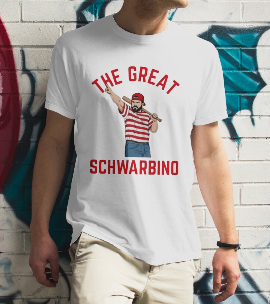 Philadelphia Phillies The Great Schwarbino Baseball Player Stripes And Bat T-Shirt