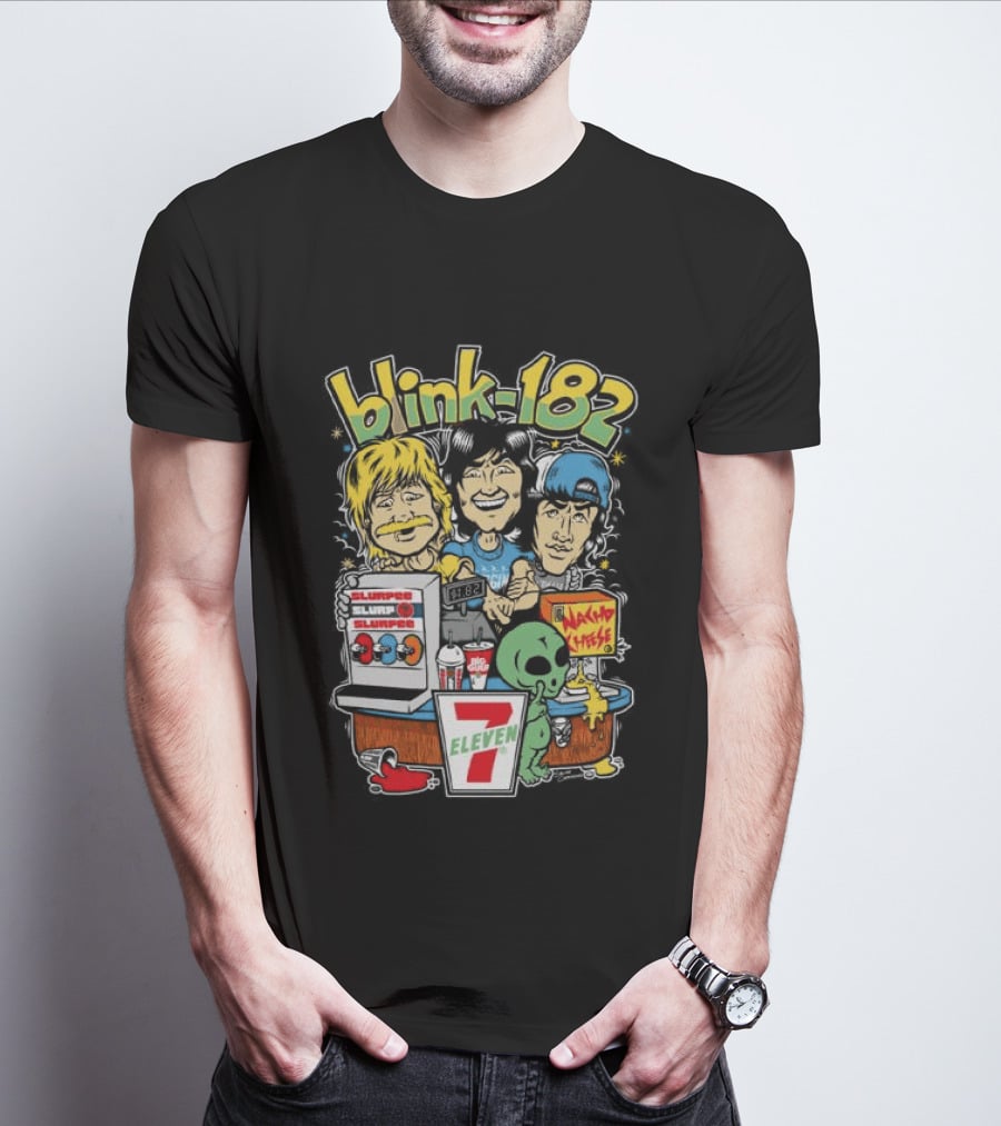 Blink 182 Store 7 Eleven X Blink 182 Take It To Eleven Nacho Fries Slurpee Alien T-Shirt