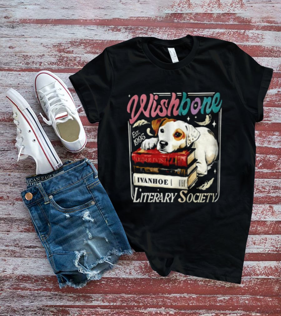 Wishbone Jack Russell Terrier Literary Society Ivanhoe Aaron Twist Books T-Shirt