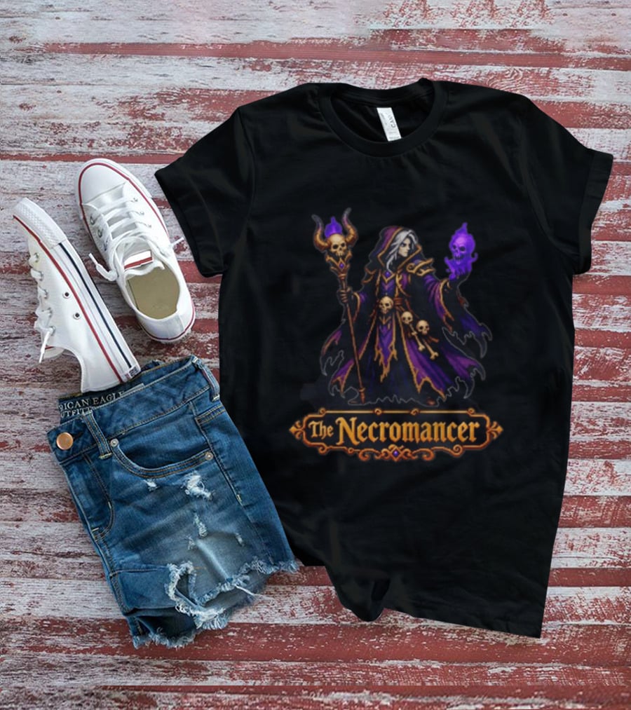 The Necromancer Retro 16 Bit Game Character Art Pixels T-Shirt