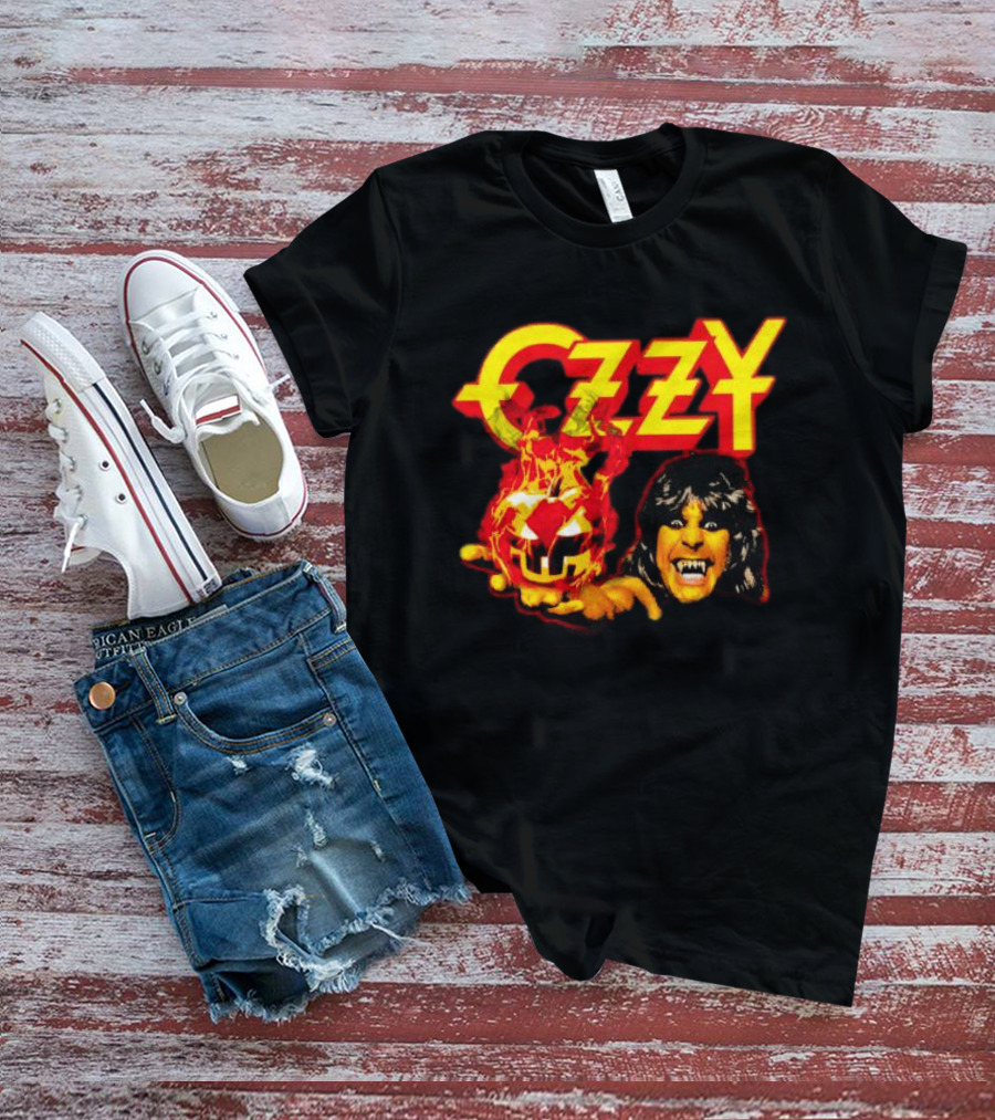 Ozzy Osbourne Halloween Pumpkin Fiery Face T-Shirt