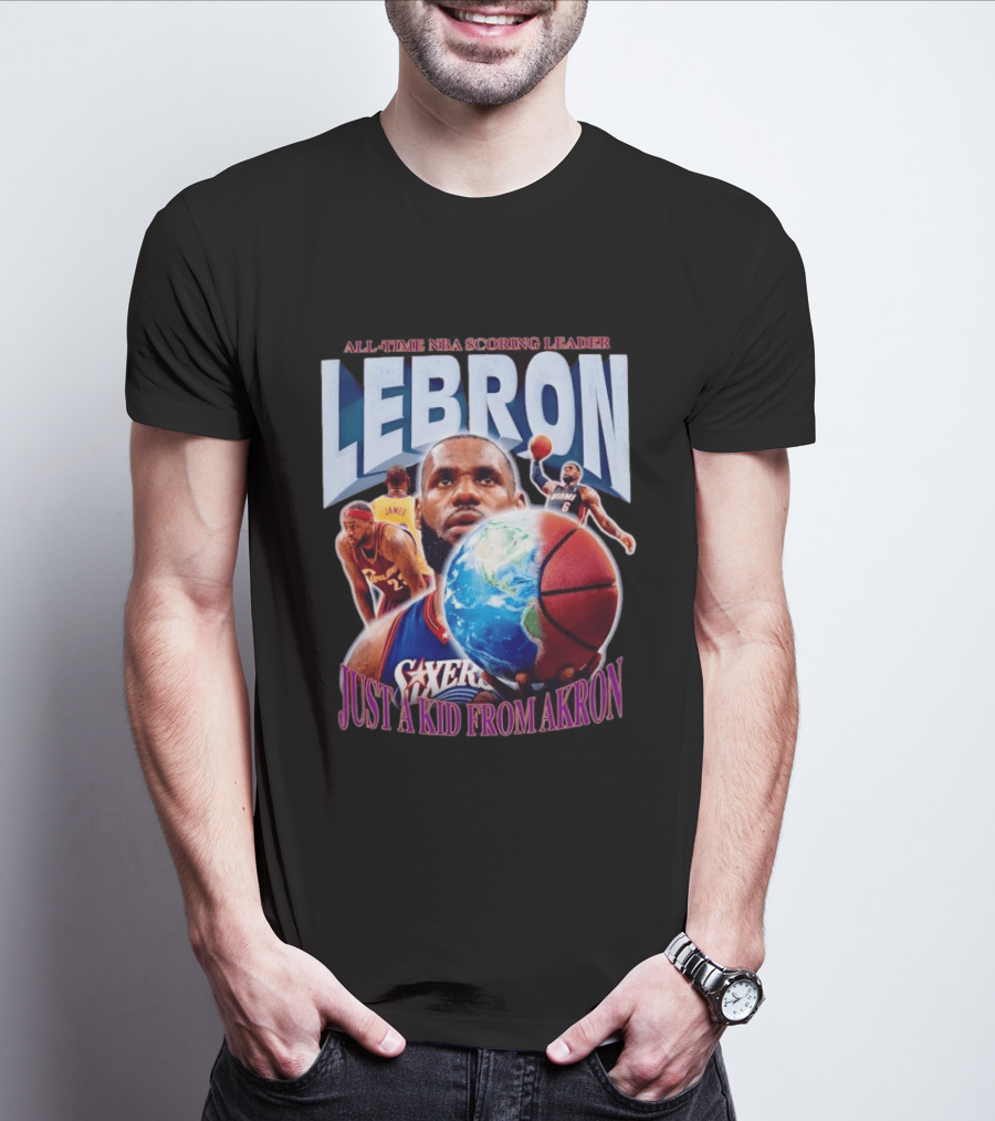 LeBron All Time NBA Scoring Leader Just A Kid From Akron T-Shirt